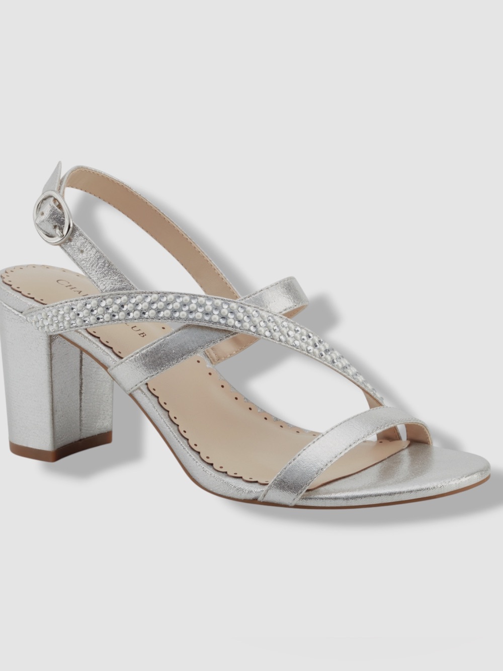 Charter Club Silver Rhinestone Low Block Heel Sandals Size 5.5 NWOB - Picture 2 of 8